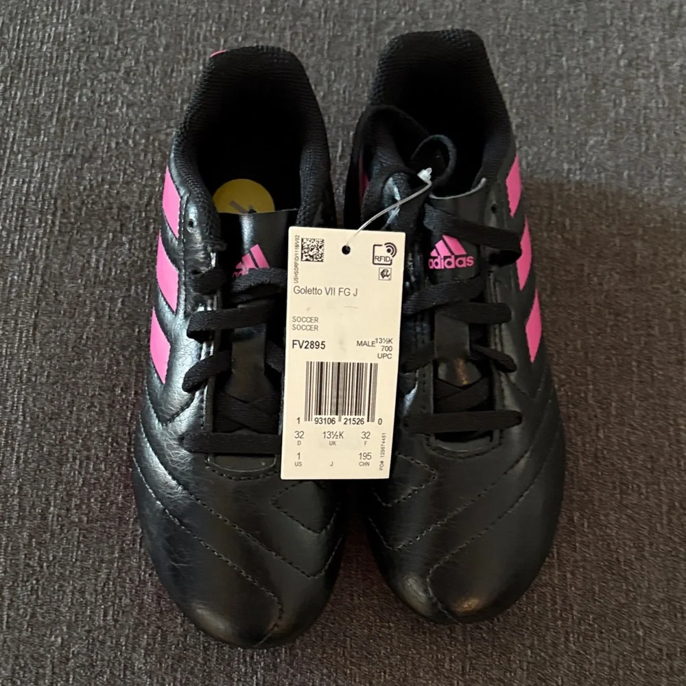 Adidas Cleats - Kids Black and Pink Sneakers - Picture 1 of 7